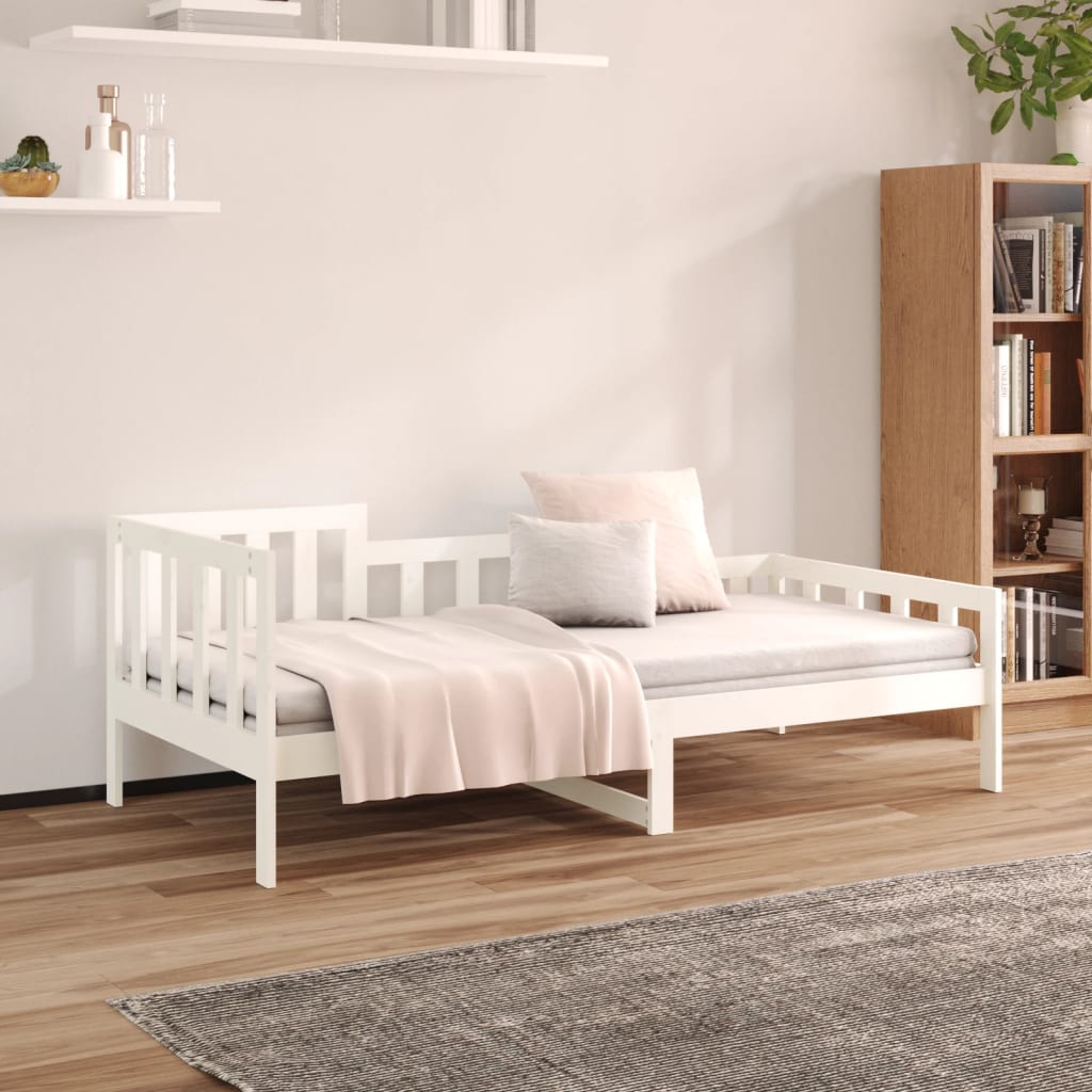 White Solid Pine Day Bed Frame - 90x190 cm Single Size