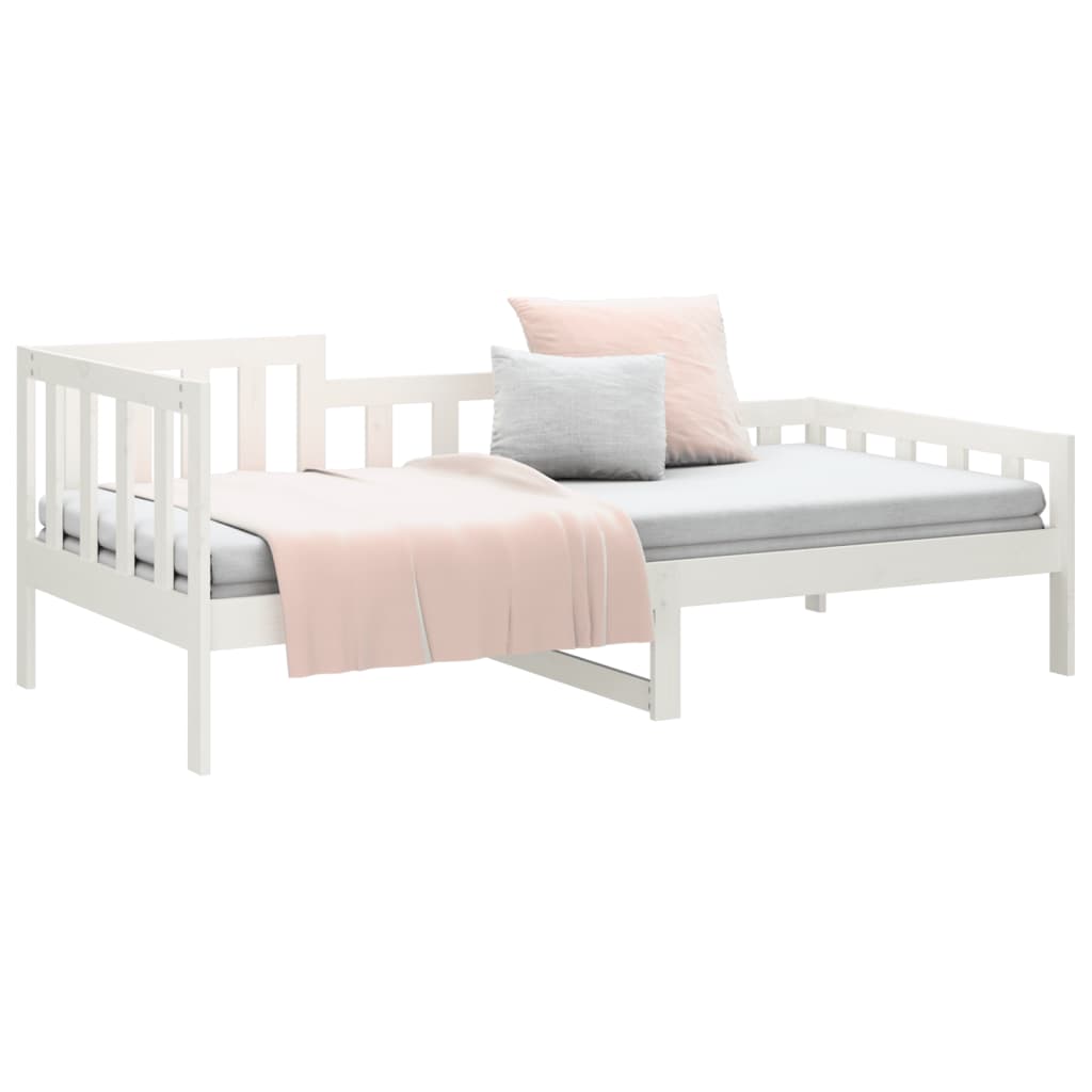 White Solid Pine Day Bed Frame - 90x190 cm Single Size