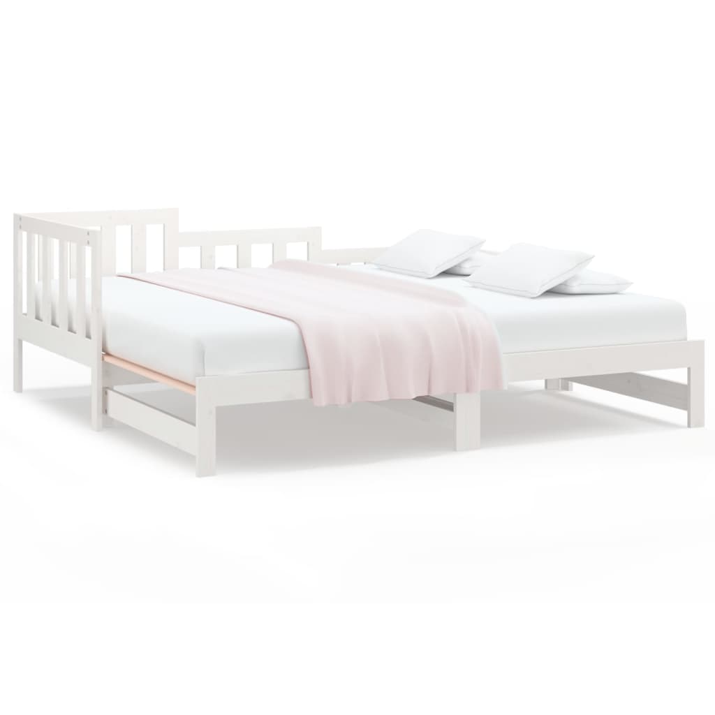 White Pull-out Day Bed Frame 2x(80x200) cm - No Mattress Included