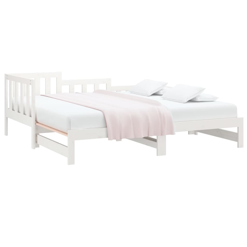 White Pull-out Day Bed Frame 2x(80x200) cm - No Mattress Included