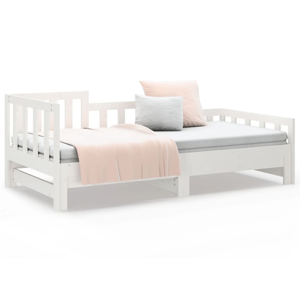 White Pull-out Day Bed Frame 2x(80x200) cm - No Mattress Included