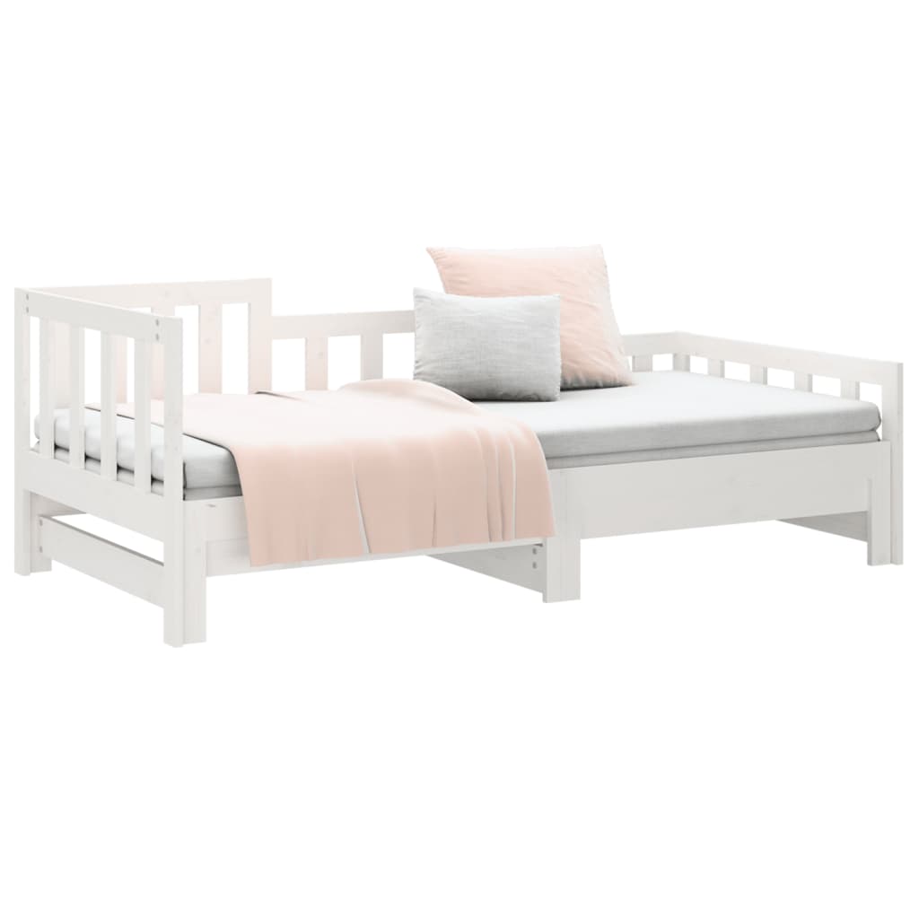 White Pull-out Day Bed Frame 2x(80x200) cm - No Mattress Included