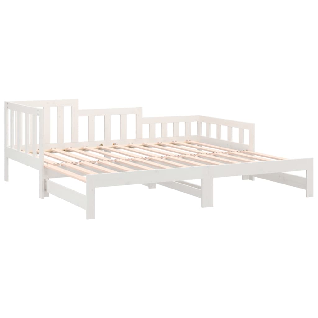 White Pull-out Day Bed Frame 2x(80x200) cm - No Mattress Included
