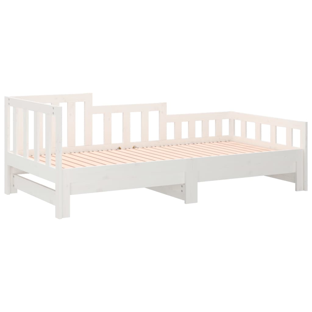 White Pull-out Day Bed Frame 2x(80x200) cm - No Mattress Included