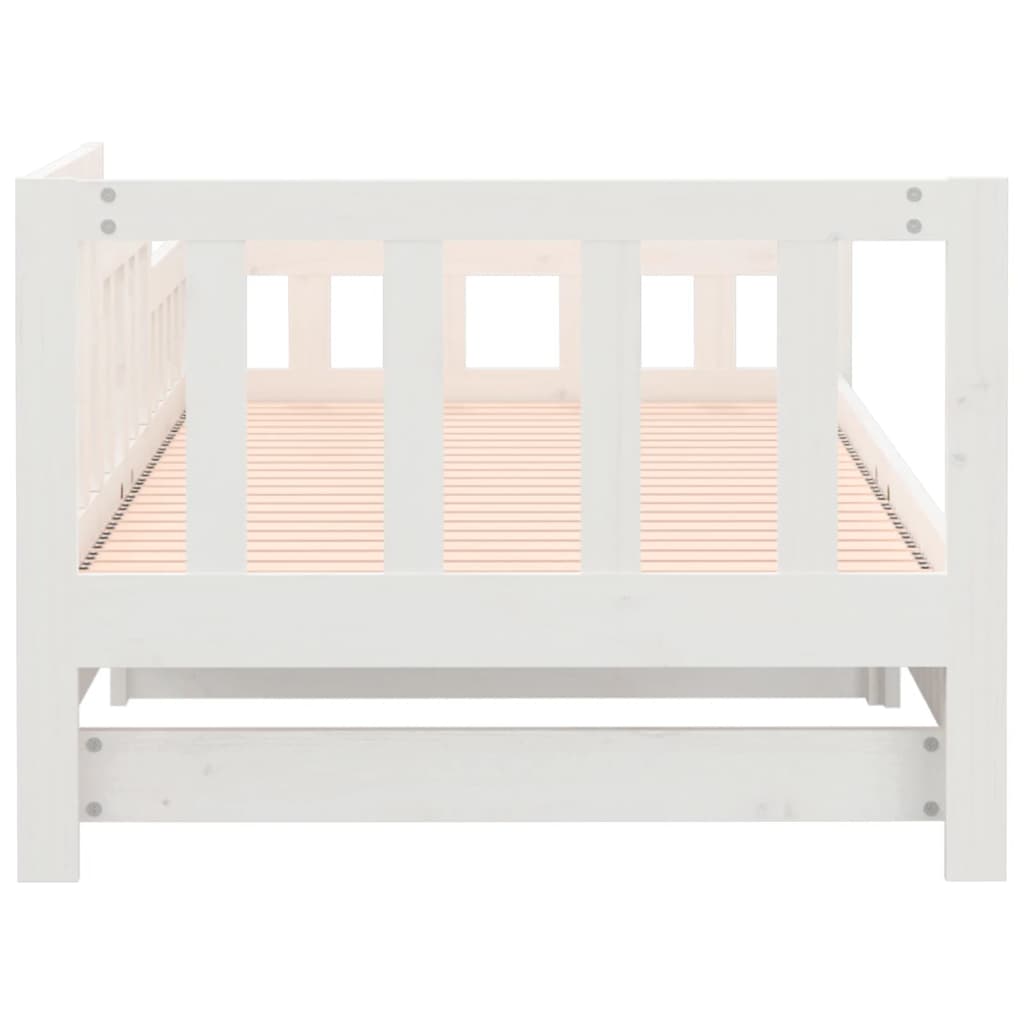White Pull-out Day Bed Frame 2x(80x200) cm - No Mattress Included