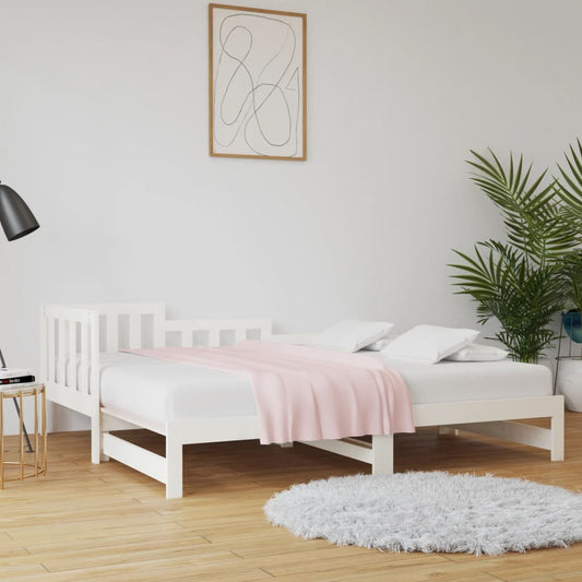 White Pull-out Day Bed Frame 2x(80x200) cm - No Mattress Included