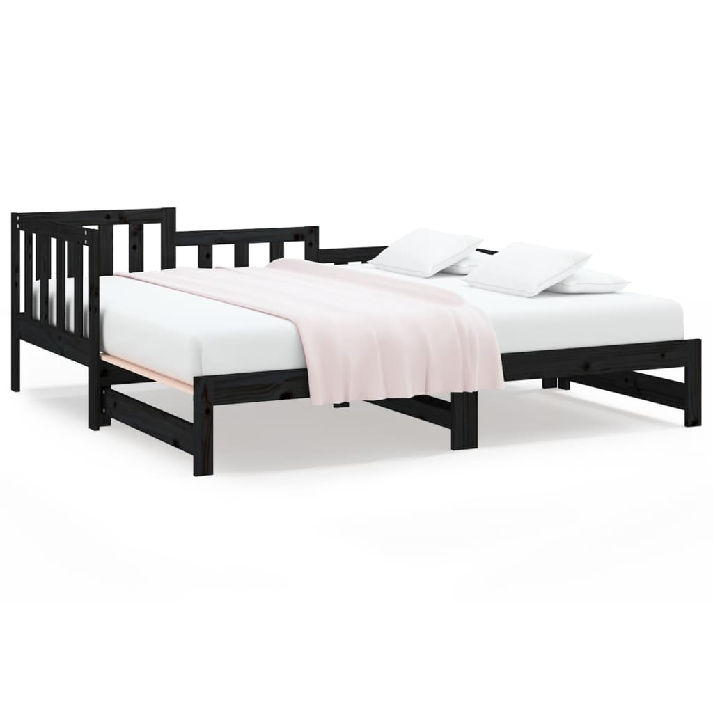 Black Metal Pull-out Day Bed Frame 2x(90x200) cm - No Mattress