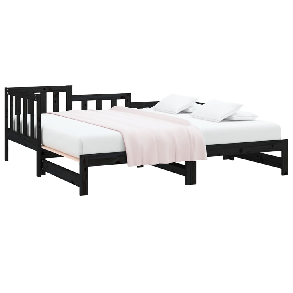 Black Metal Pull-out Day Bed Frame 2x(90x200) cm - No Mattress