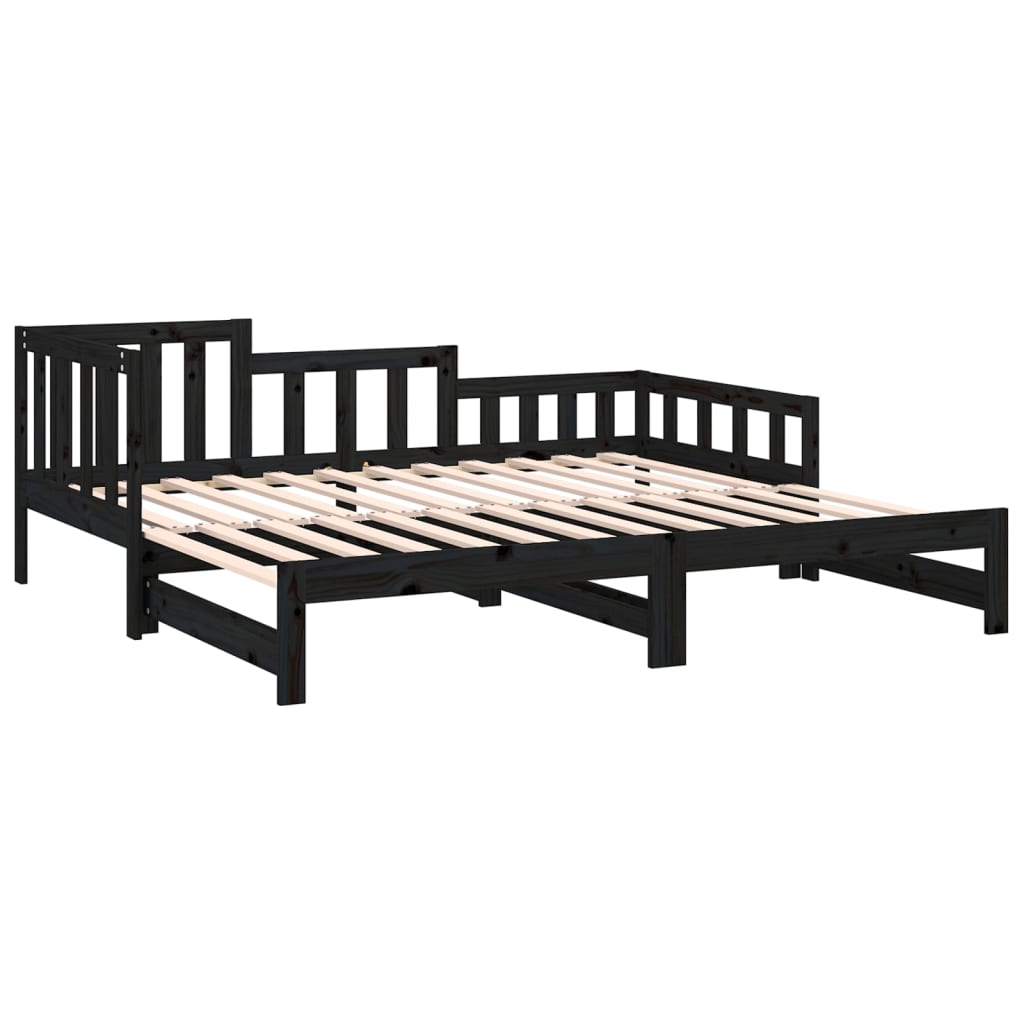 Black Metal Pull-out Day Bed Frame 2x(90x200) cm - No Mattress