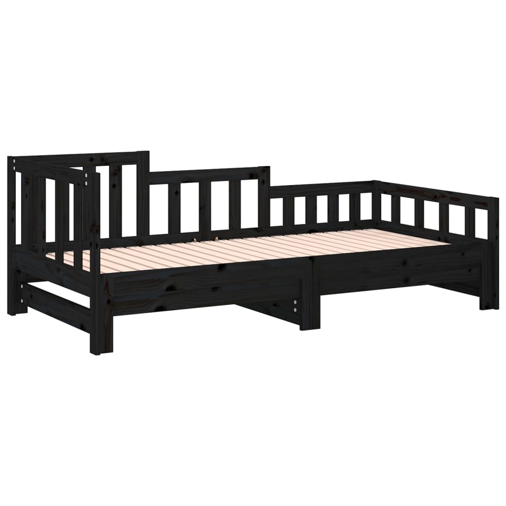 Black Metal Pull-out Day Bed Frame 2x(90x200) cm - No Mattress