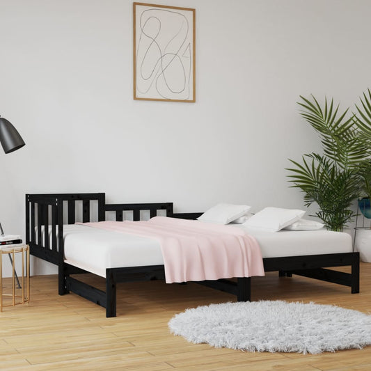 Black Metal Pull-out Day Bed Frame 2x(90x200) cm - No Mattress