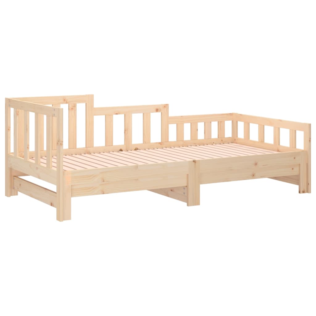 Solid Pine Pull-Out Day Bed, 2x(90x190) cm Frame, No Mattress