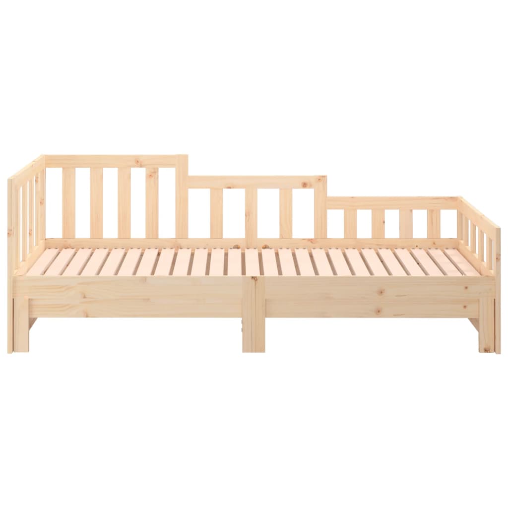 Solid Pine Pull-Out Day Bed, 2x(90x190) cm Frame, No Mattress