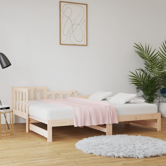 Solid Pine Pull-Out Day Bed, 2x(90x190) cm Frame, No Mattress