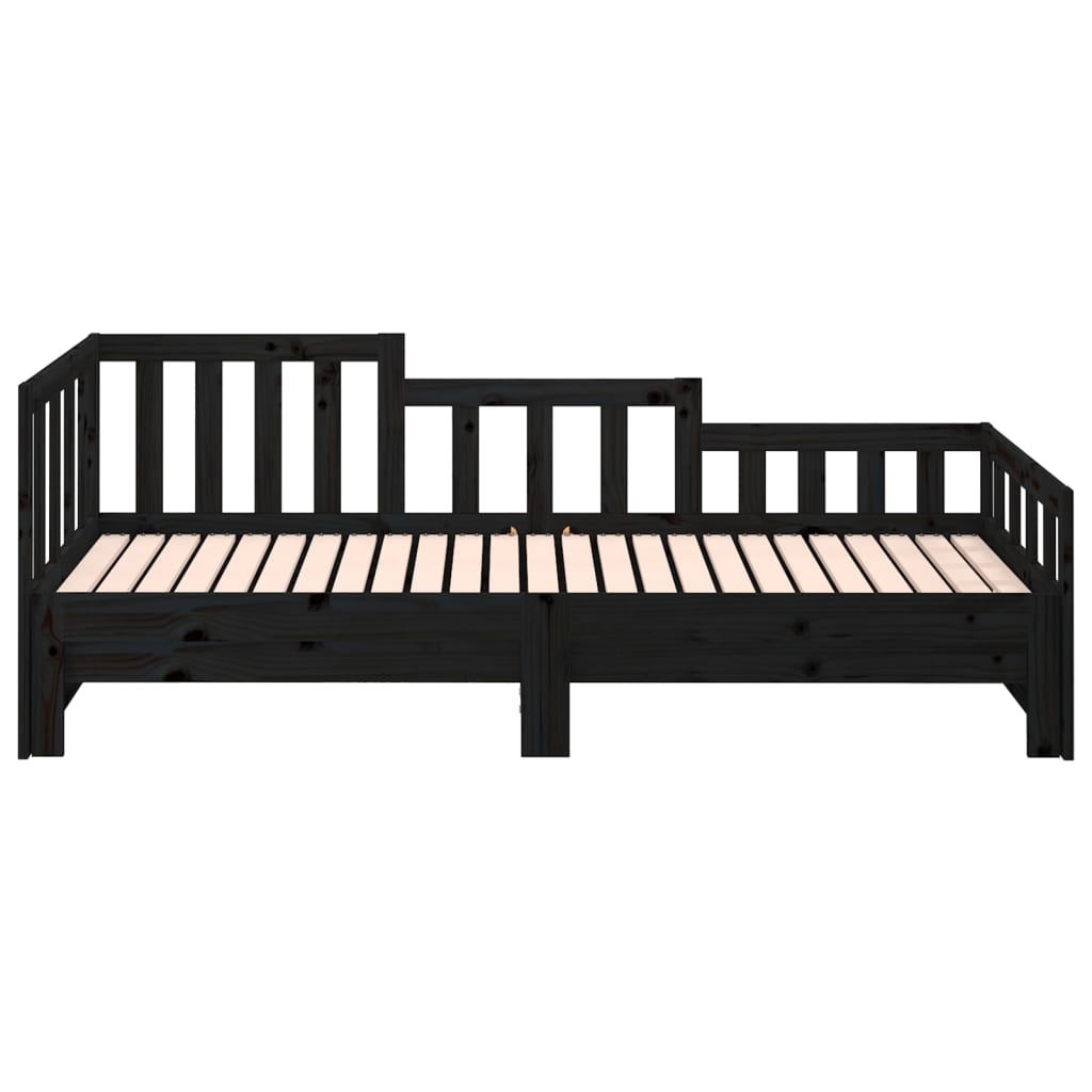 Black Metal Pull-out Day Bed Frame - 2x(90x190) cm, No Mattress