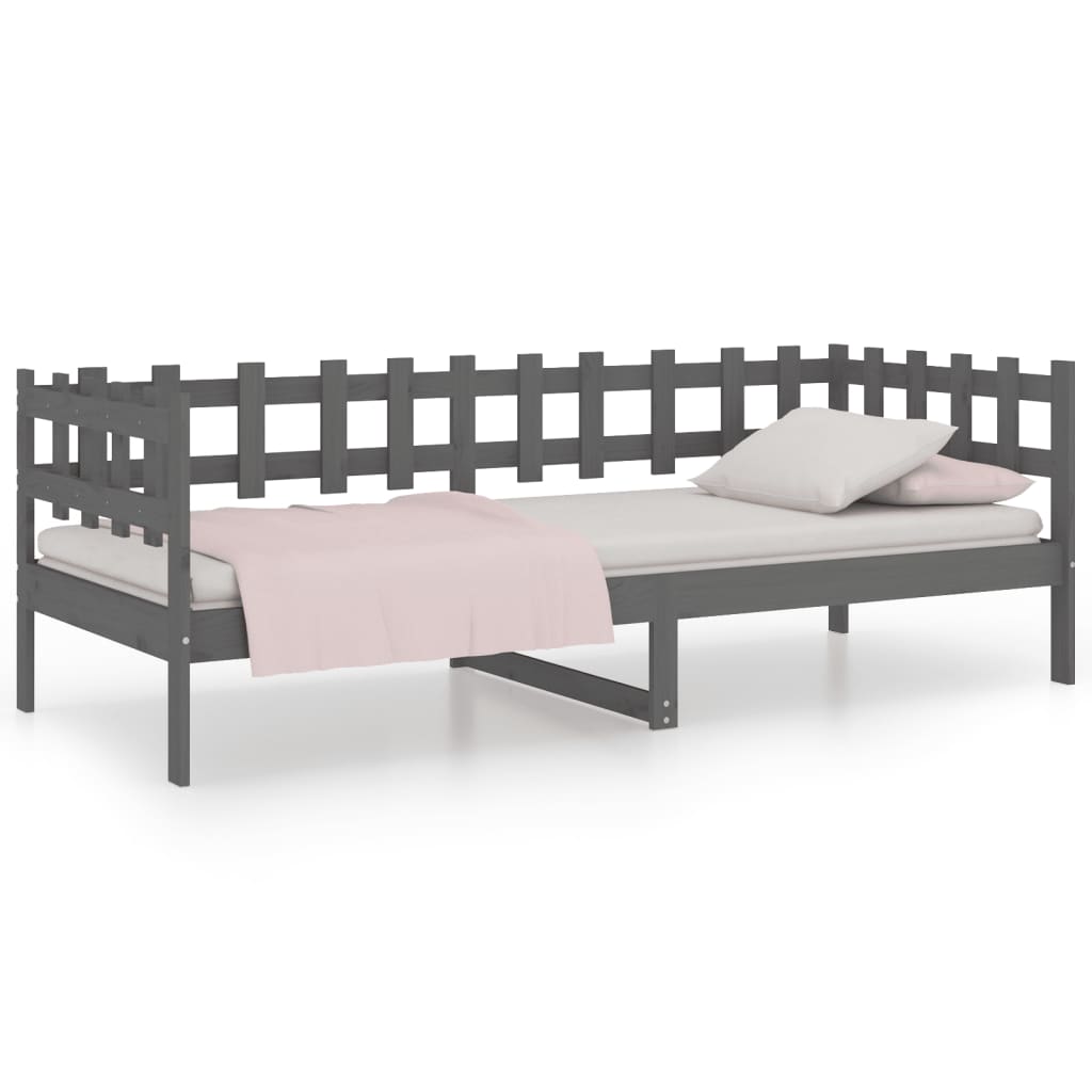 Solid Pine Grey Day Bed Frame 80x200 cm - No Mattress Included