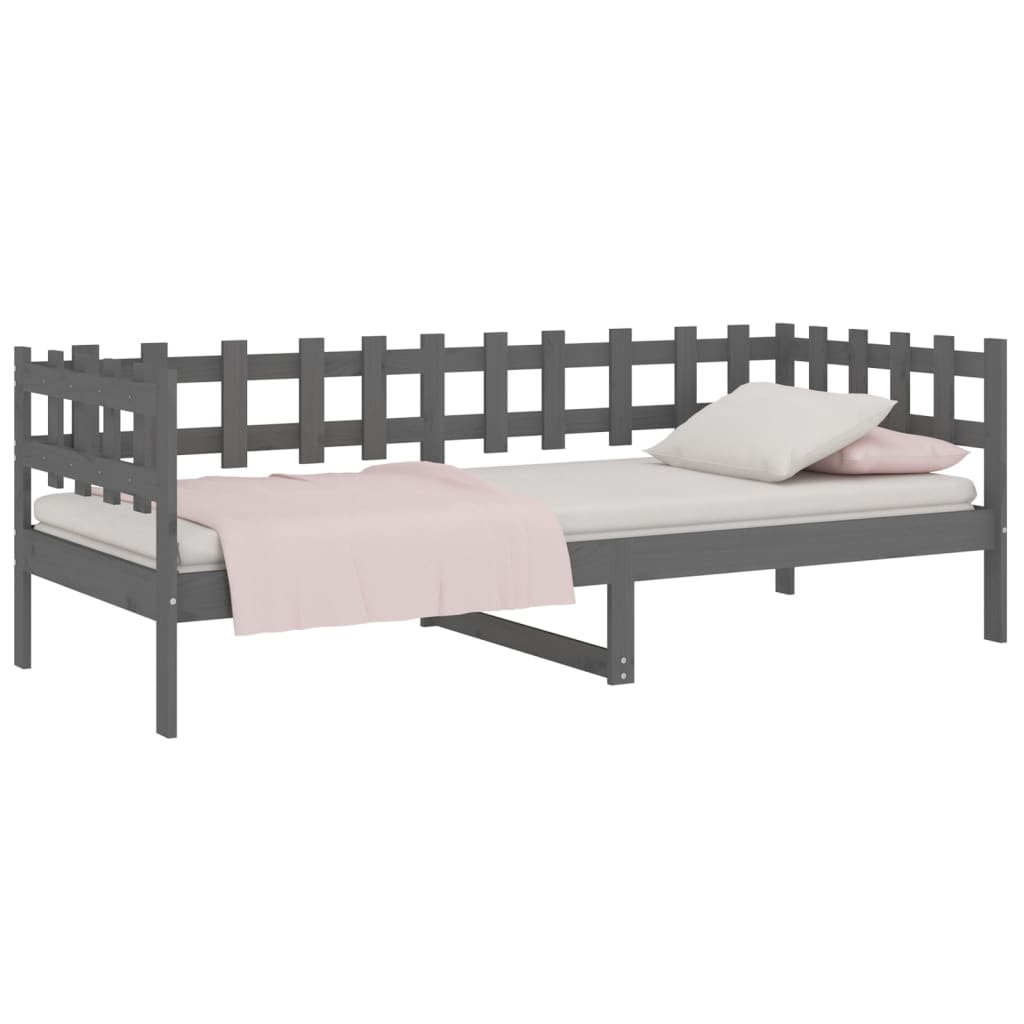 Solid Pine Grey Day Bed Frame 80x200 cm - No Mattress Included