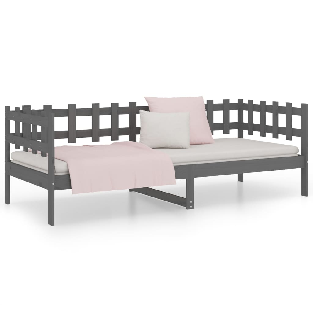 Solid Pine Grey Day Bed Frame 80x200 cm - No Mattress Included