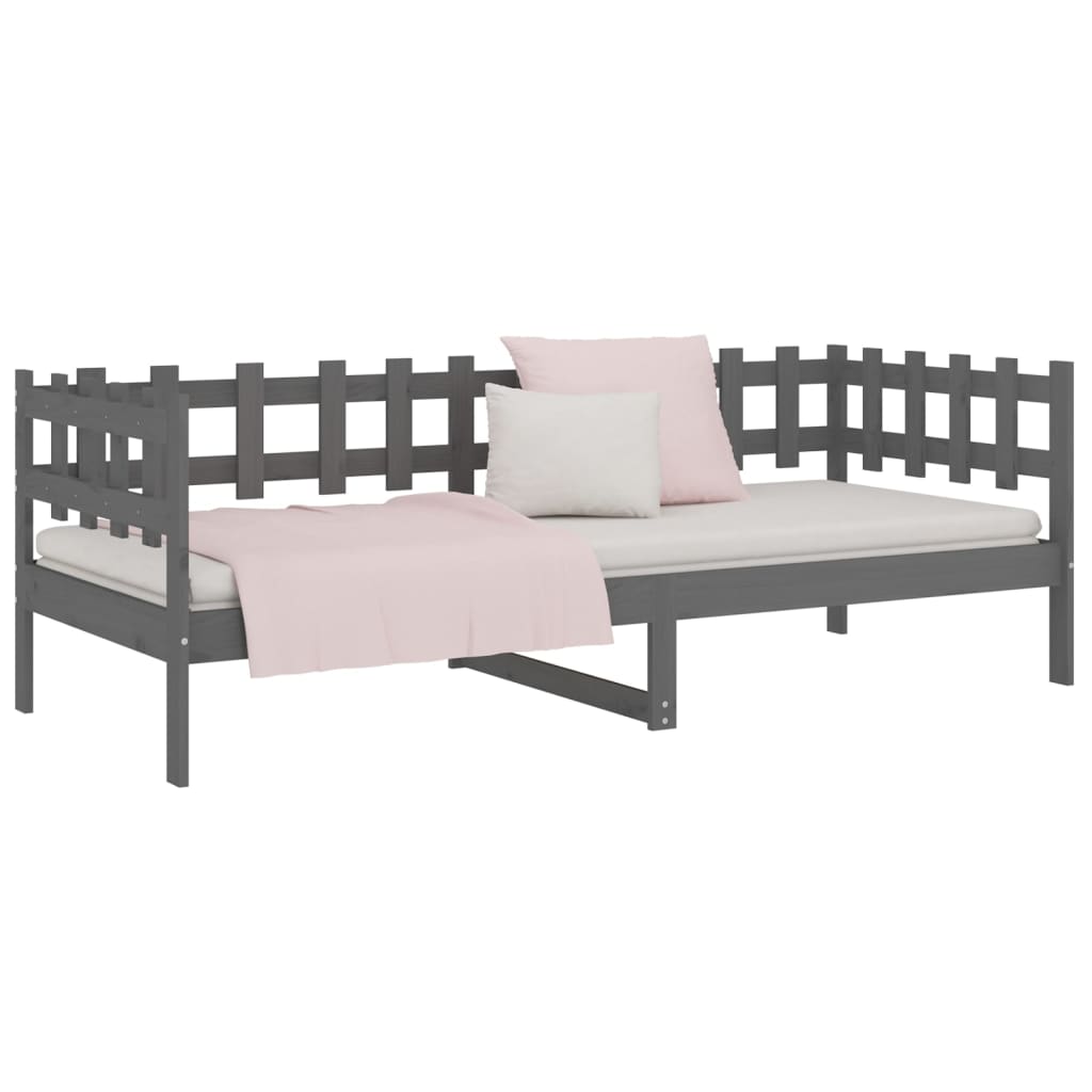 Solid Pine Grey Day Bed Frame 80x200 cm - No Mattress Included