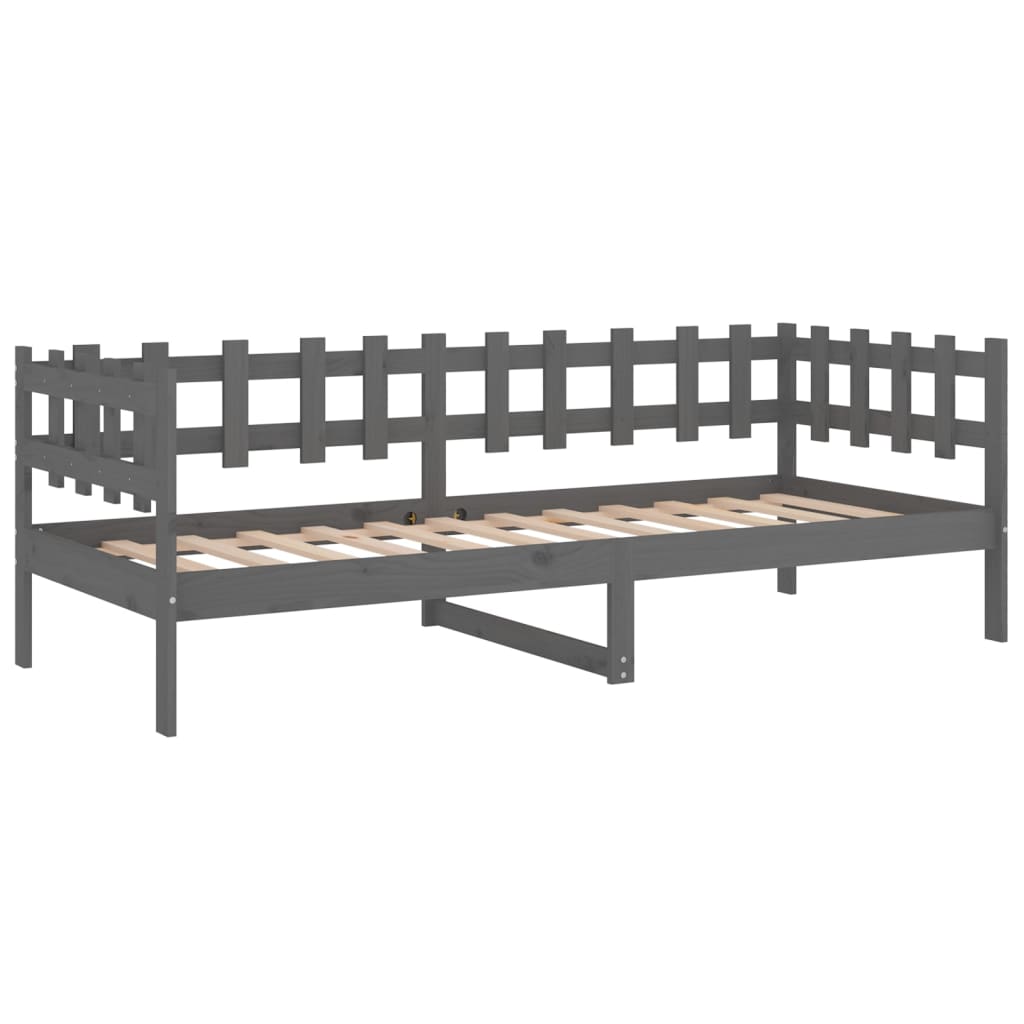 Solid Pine Grey Day Bed Frame 80x200 cm - No Mattress Included