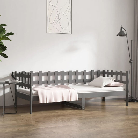 Solid Pine Grey Day Bed Frame 80x200 cm - No Mattress Included