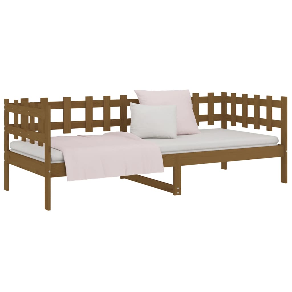 Solid Pine Wood Day Bed in Honey Brown, 80x200 cm - No Mattress