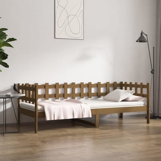 Solid Pine Wood Day Bed in Honey Brown, 80x200 cm - No Mattress