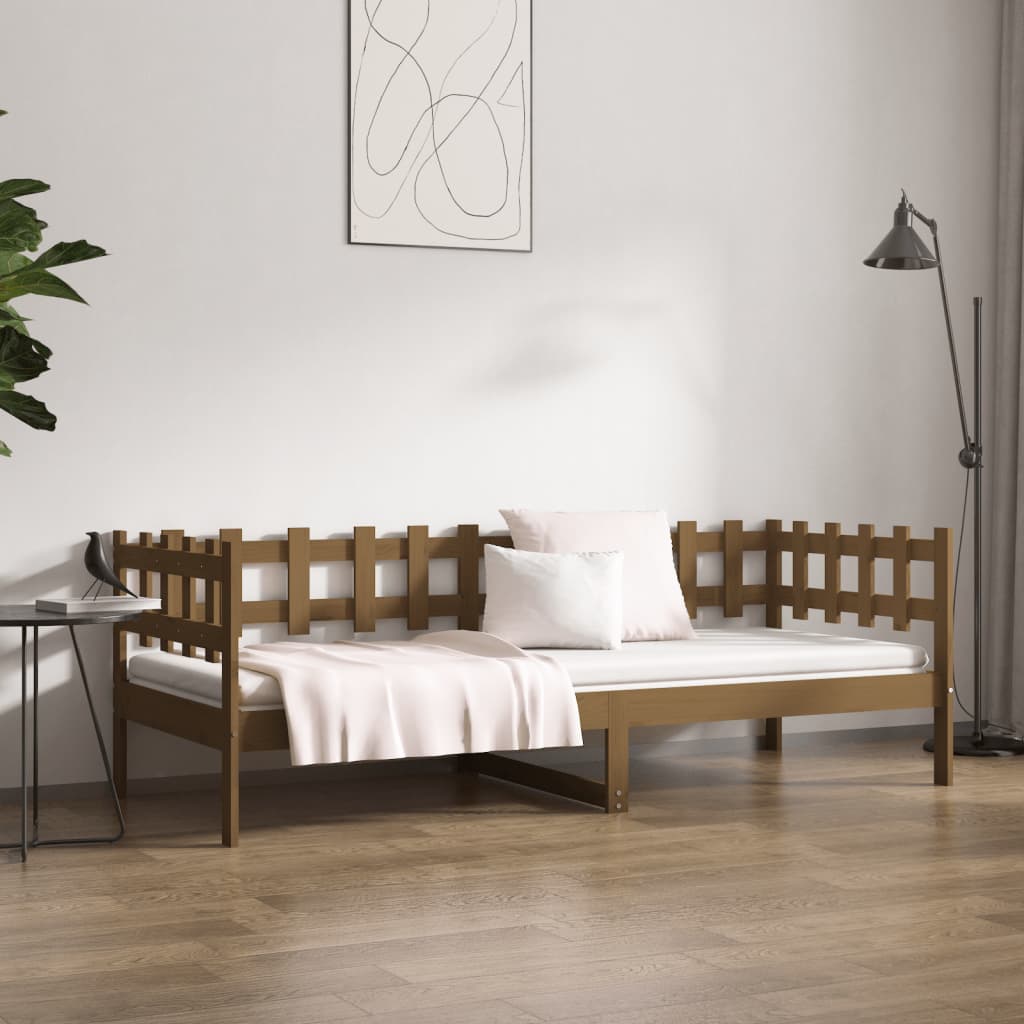 Solid Pine Wood Day Bed, Honey Brown 90x200 cm - No Mattress