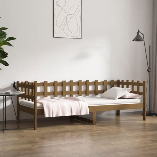 Solid Pine Wood Day Bed, Honey Brown 90x200 cm - No Mattress