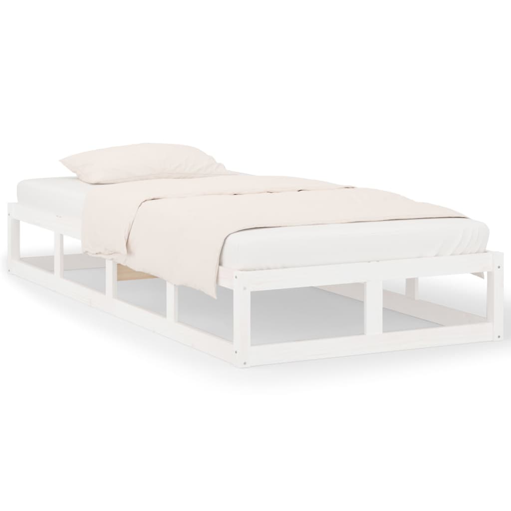 White Solid Wood Bed Frame 90x200 cm - No Mattress Included