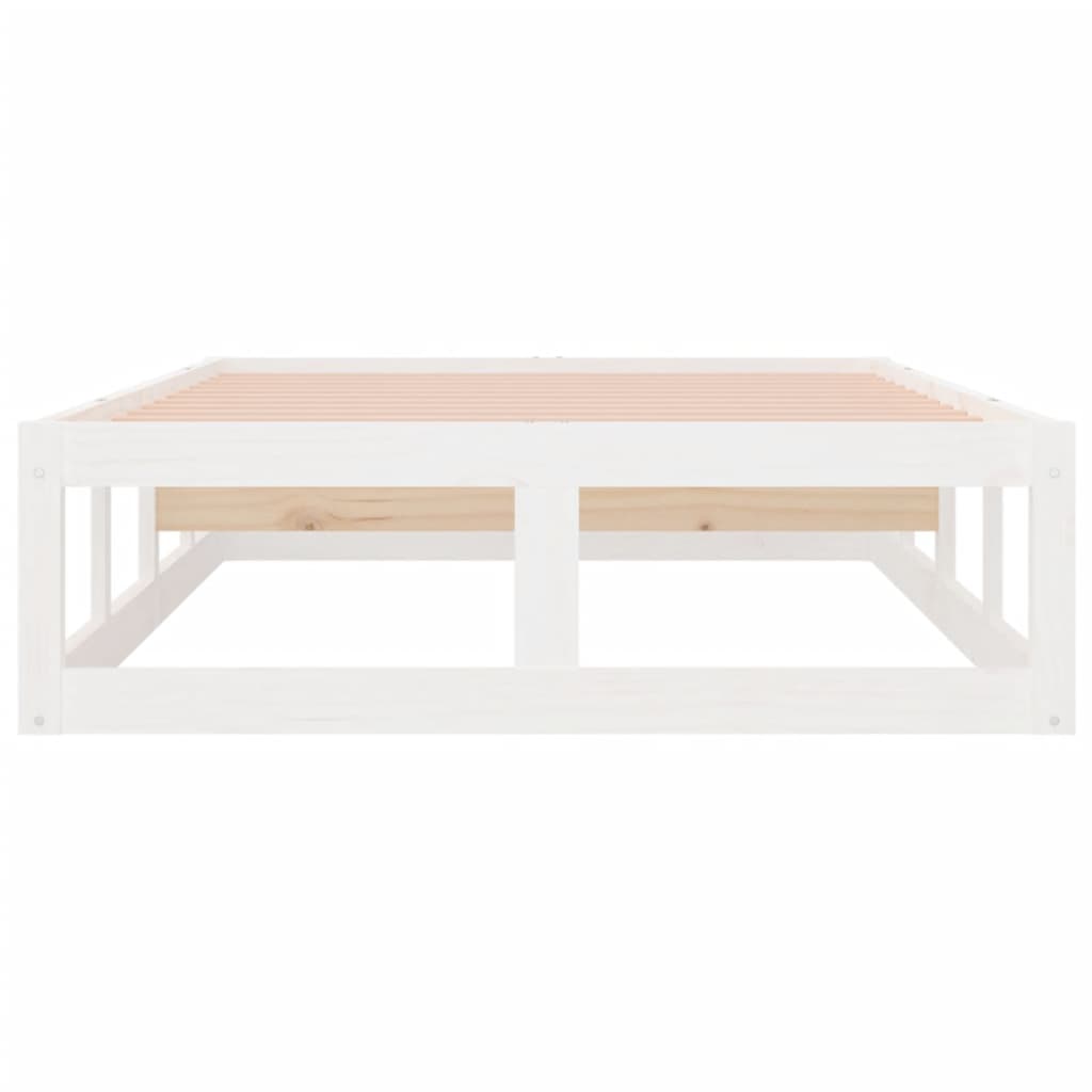 White Solid Wood Bed Frame 90x200 cm - No Mattress Included