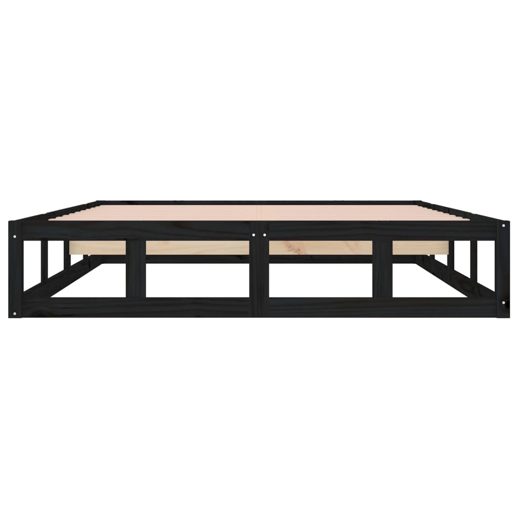 Solid Wood Black Bed Frame 120x200 cm - Without Mattress