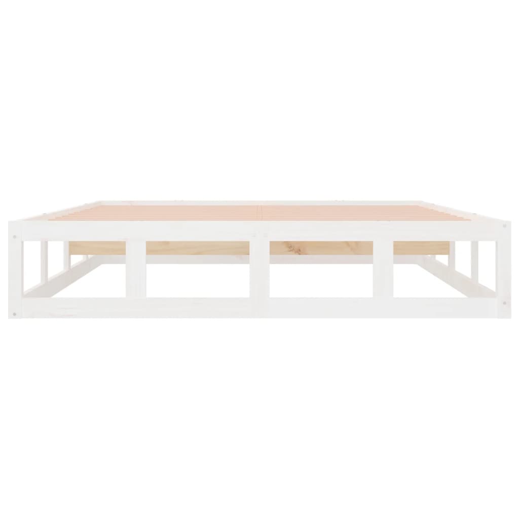 Solid Wood White Bed Frame 140x200 cm - Mattress Not Included