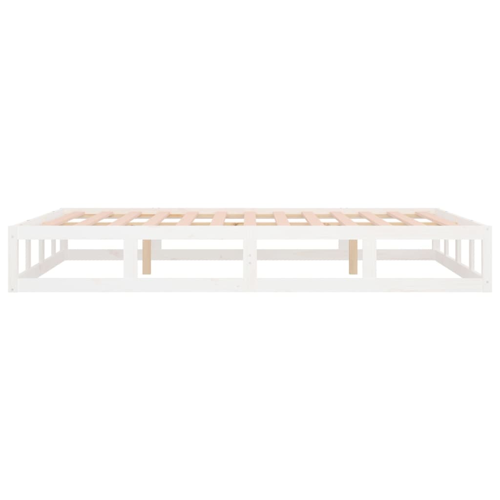 Solid Wood White Bed Frame 140x200 cm - Mattress Not Included