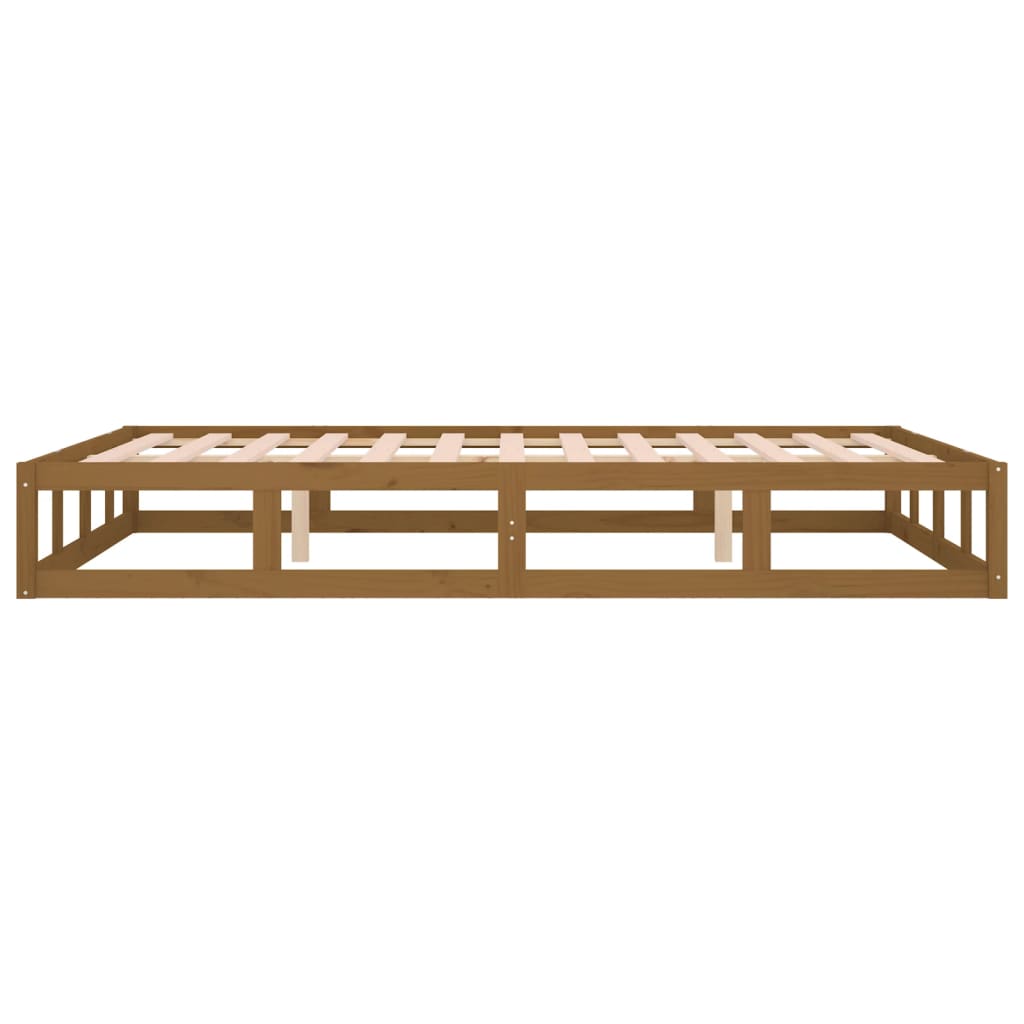 Solid Wood King Bed Frame, Honey Brown 150x200 cm, No Mattress