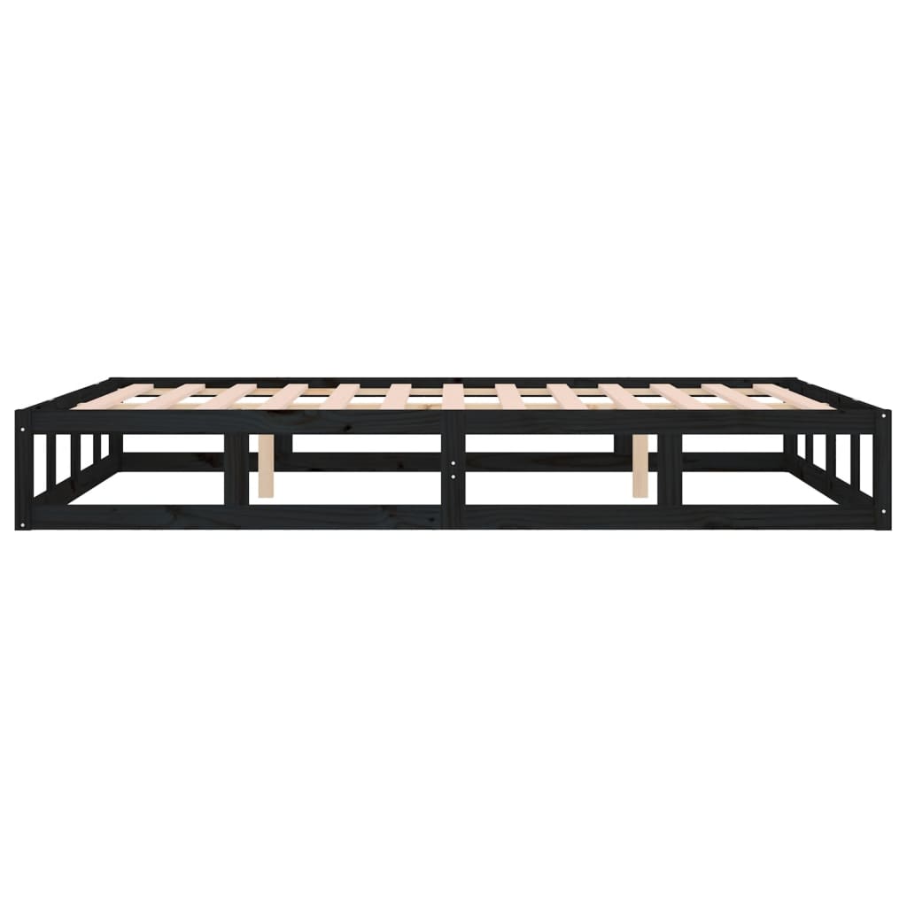 Solid Wood Black Bed Frame 160x200cm - No Mattress Included