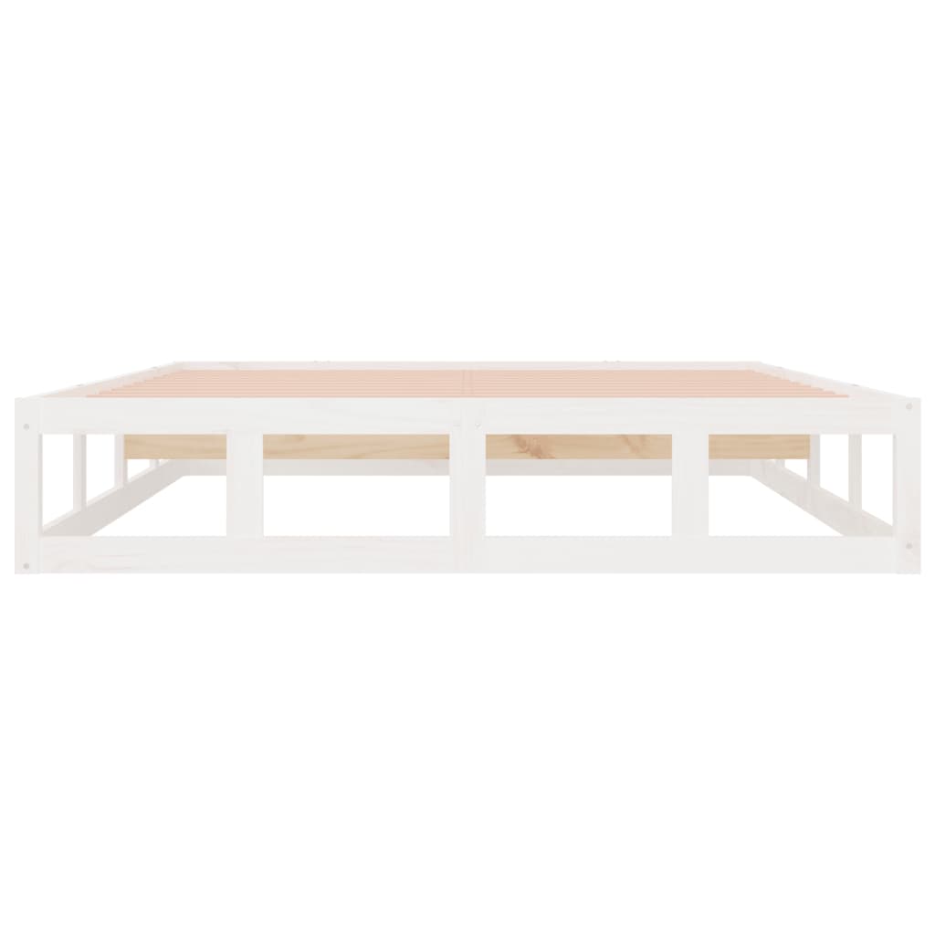 White Solid Wood Bed Frame 200x200 cm - No Mattress Included