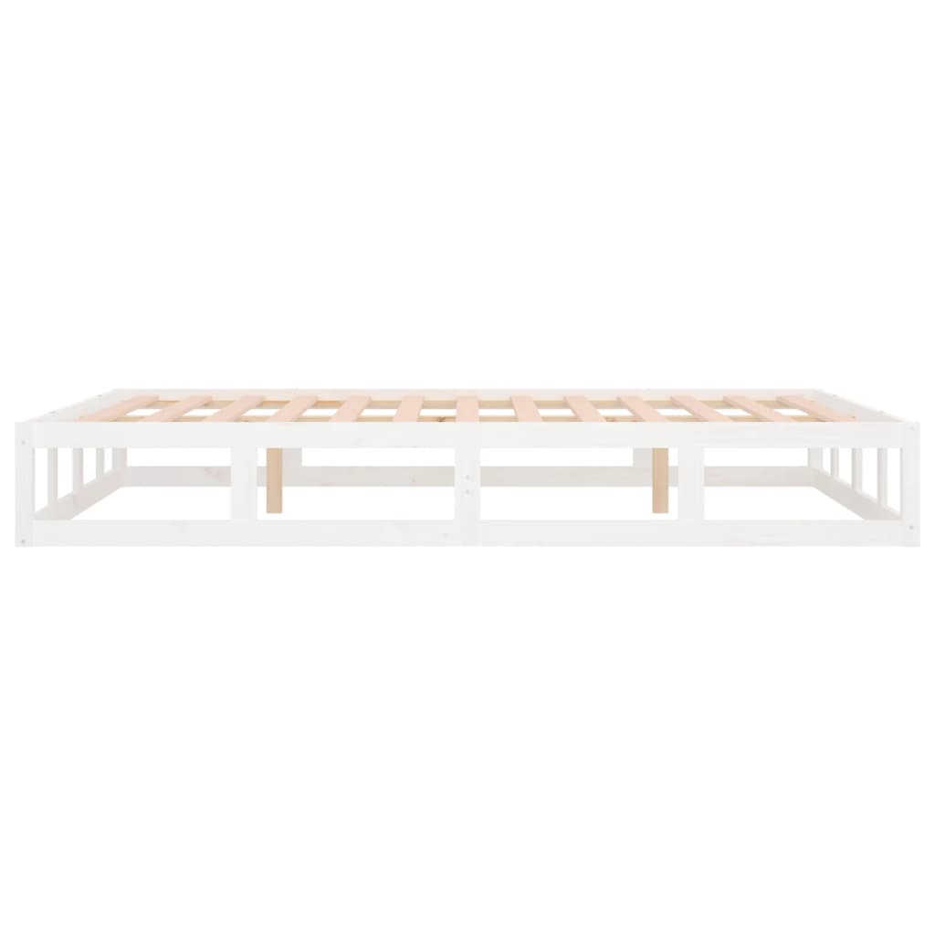 White Solid Wood Bed Frame 200x200 cm - No Mattress Included