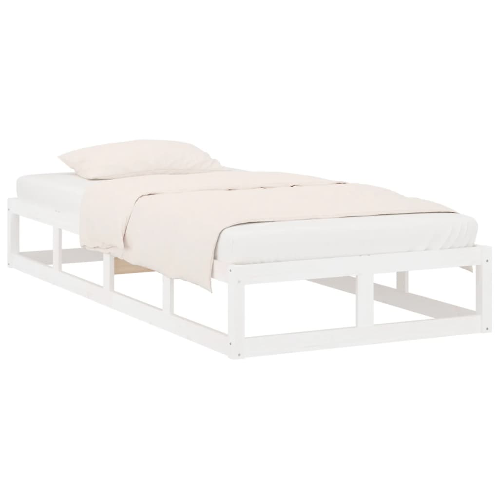 Solid Wood White Bed Frame 75x190 cm - Small Single (No Mattress)