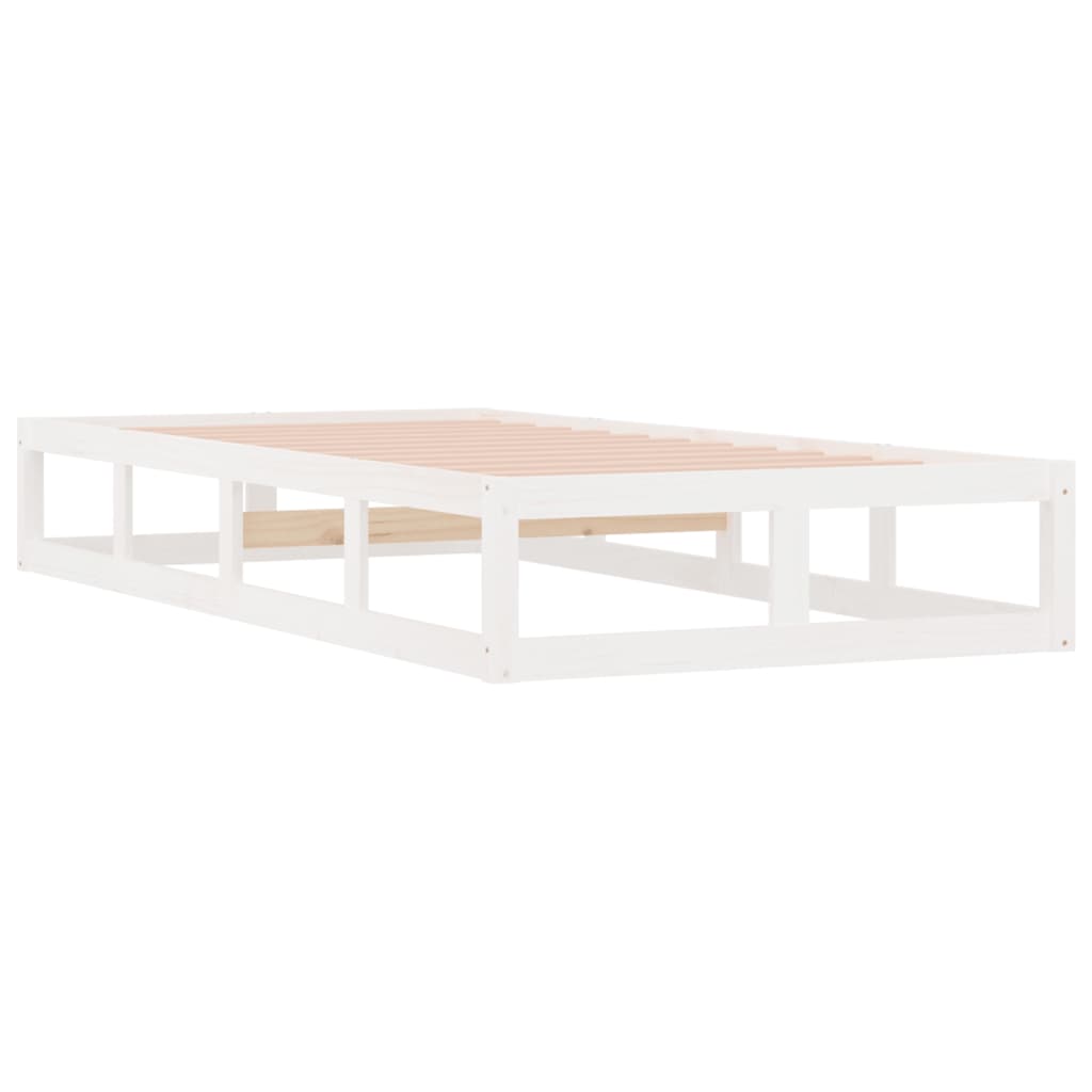 Solid Wood White Bed Frame 75x190 cm - Small Single (No Mattress)