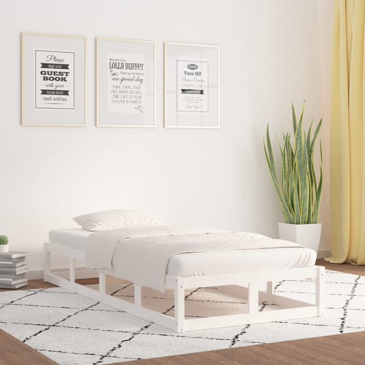Solid Wood White Bed Frame 75x190 cm - Small Single (No Mattress)