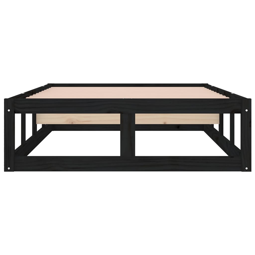 Solid Wood Black Bed Frame 75x190cm - Small Single, No Mattress