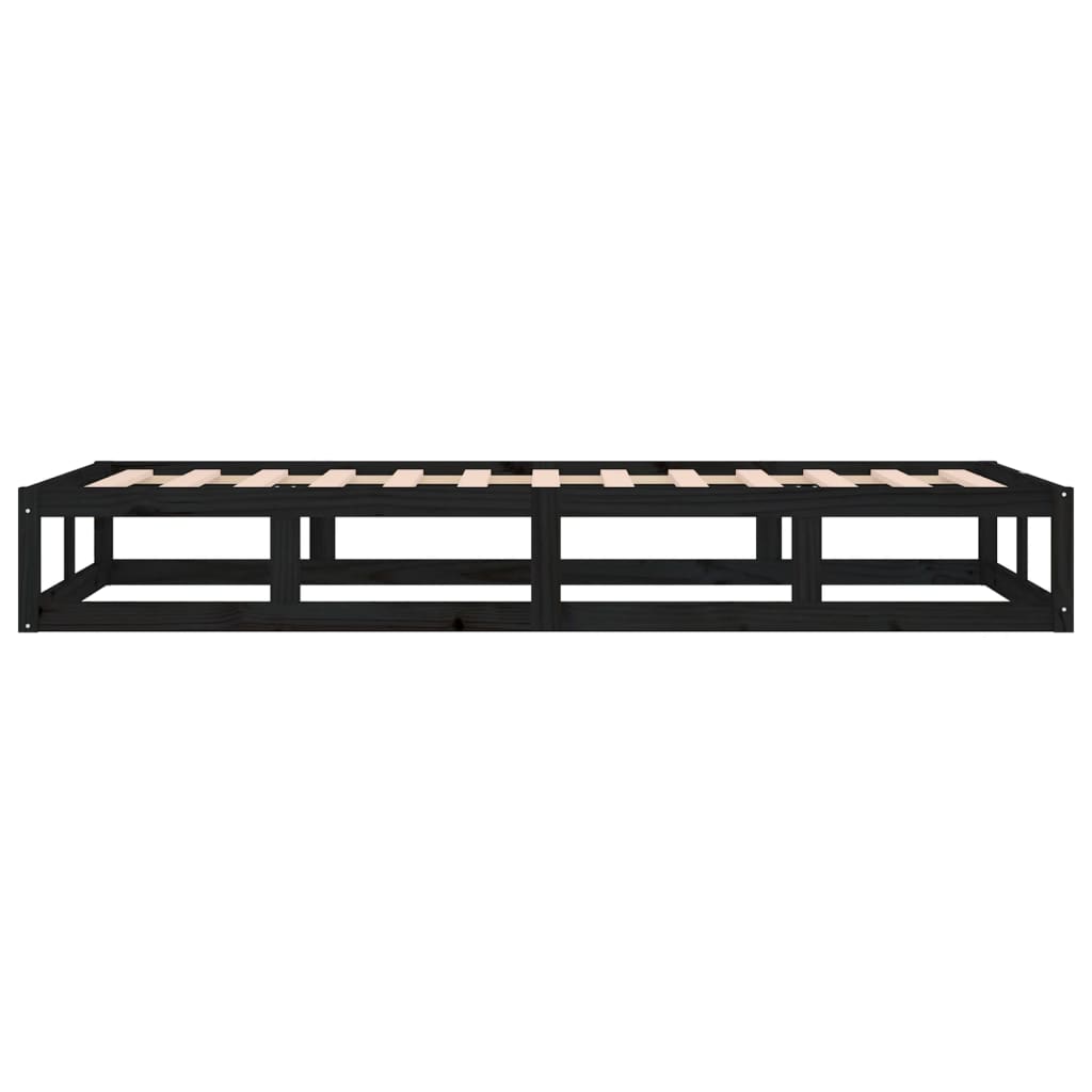 Solid Wood Black Bed Frame 75x190cm - Small Single, No Mattress