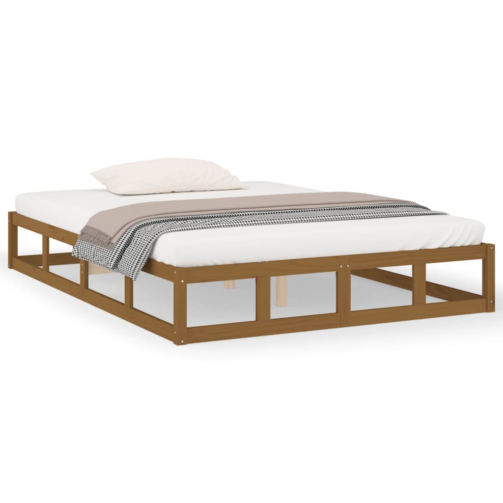 Solid Wood Bed Frame in Honey Brown - 120x190 cm Small Double