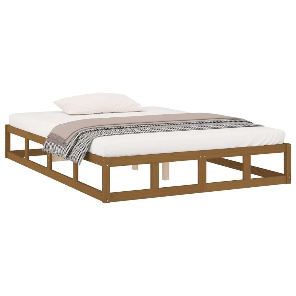 Solid Wood Bed Frame in Honey Brown - 120x190 cm Small Double