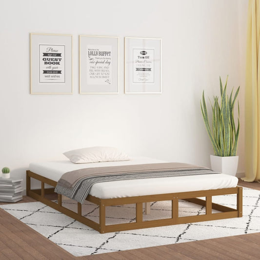 Solid Wood Bed Frame in Honey Brown - 120x190 cm Small Double