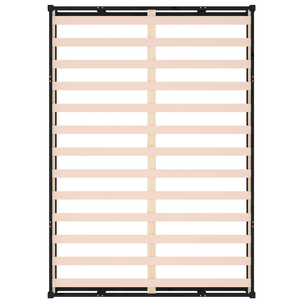 Solid Wood Black Bed Frame 120x190 cm - Small Double Without Mattress