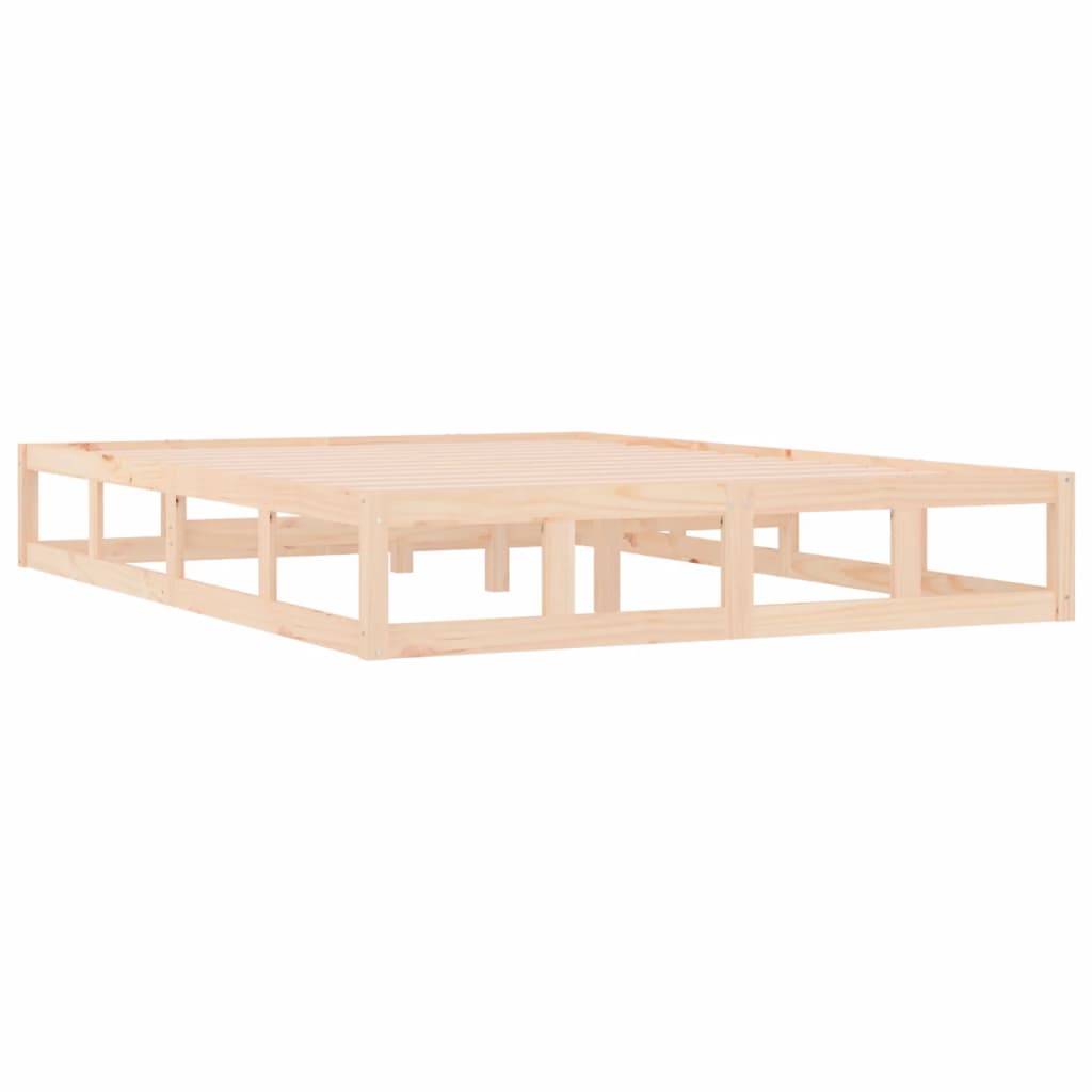 Solid Wood Double Bed Frame 135x190 cm - No Mattress Included