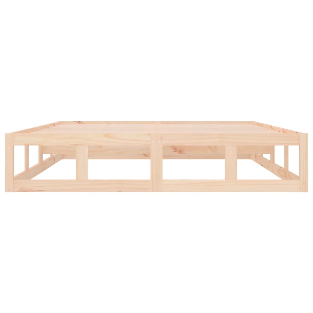 Solid Wood Double Bed Frame 135x190 cm - No Mattress Included