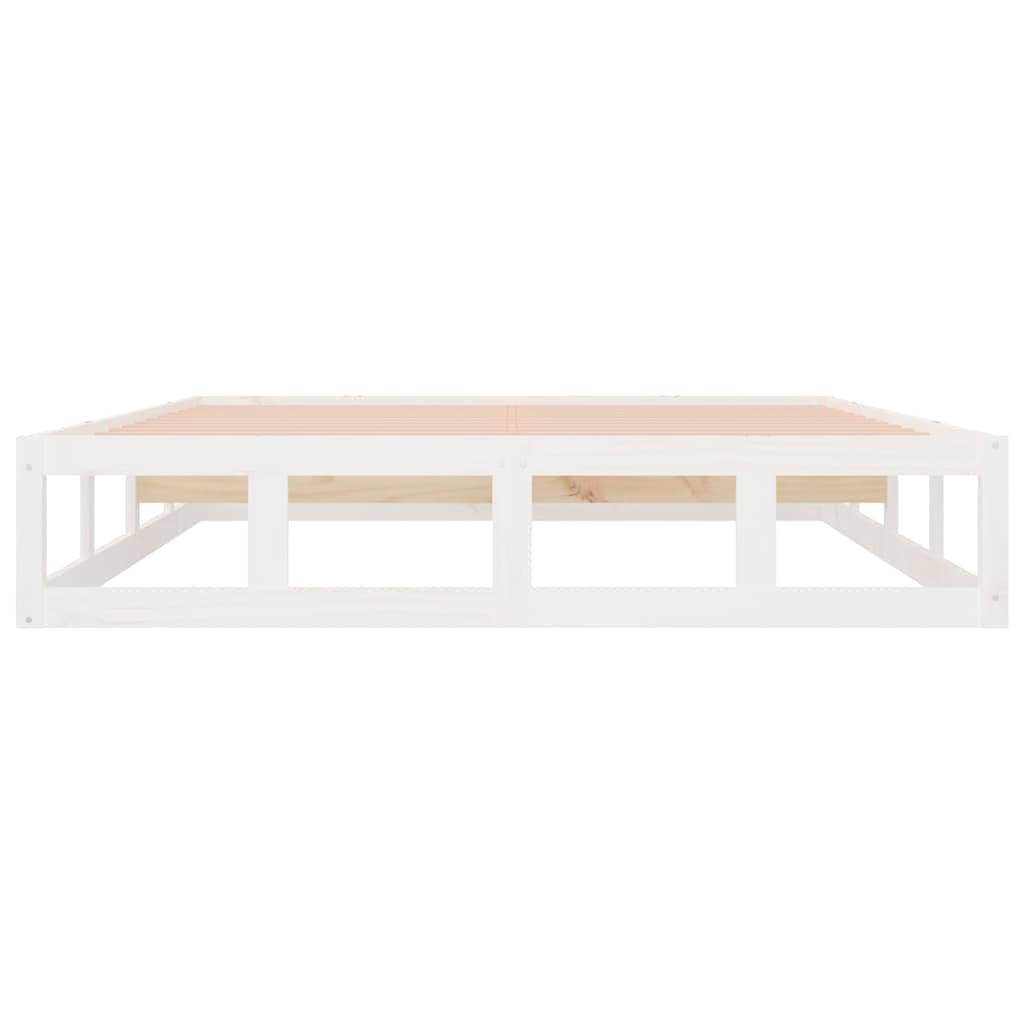Solid Wood White Double Bed Frame 135x190 cm - No Mattress Included